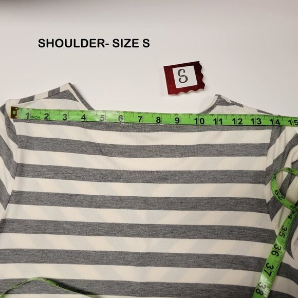 Violet Ruby Grey and White Striped Tunic Top Size S - Picture 8 of 8